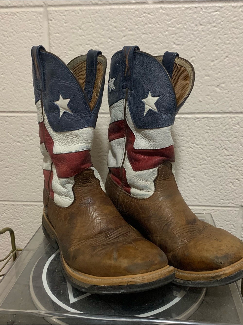 Twisted X Men's Brown Leather Cowboy Boots with American Flag Shaft